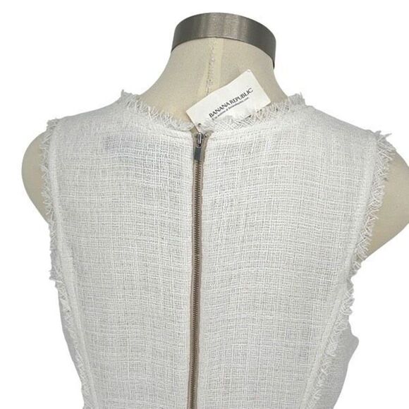 Banana Republic Womens Tweed Sleeveless Fit & Flare Dress White Size 10 NWT - Picture 5 of 10